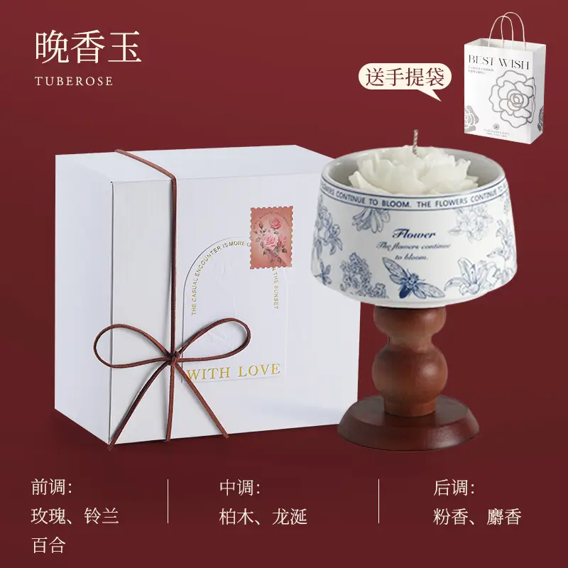 Camellia Soy Wax Scented Candle Gift Box Birthday Wedding Souvenir High-End Long-Lasting Fragrance Wholesale Customization