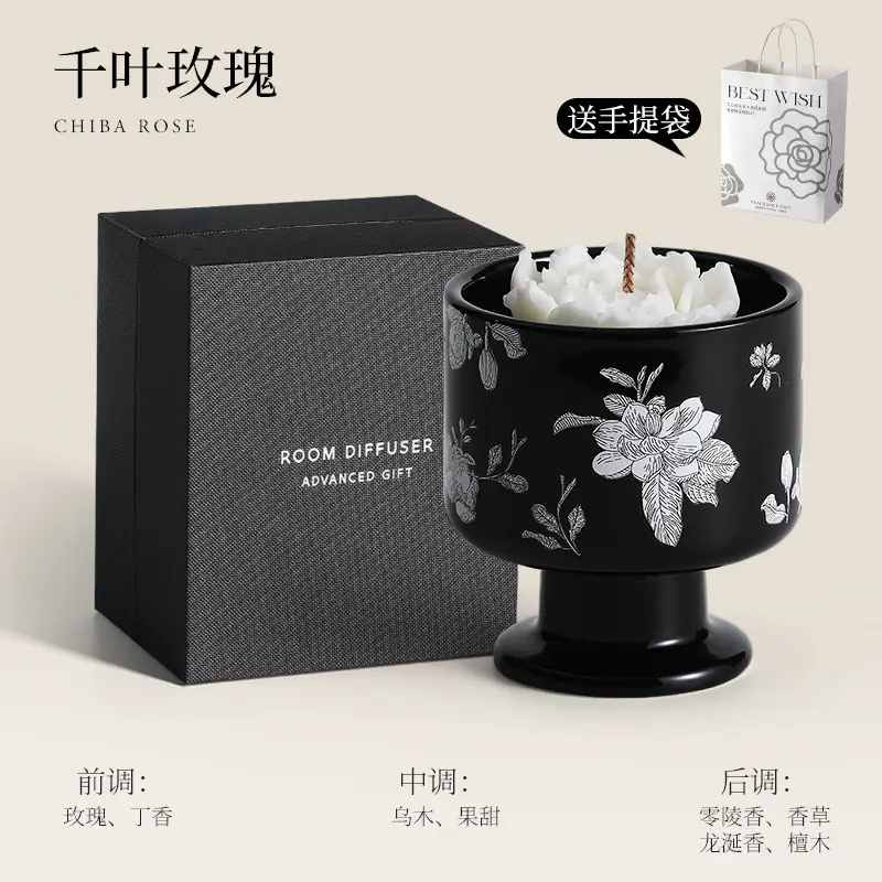 Camellia Soy Wax Scented Candle Gift Box Birthday Wedding Souvenir High-End Long-Lasting Fragrance Wholesale Customization