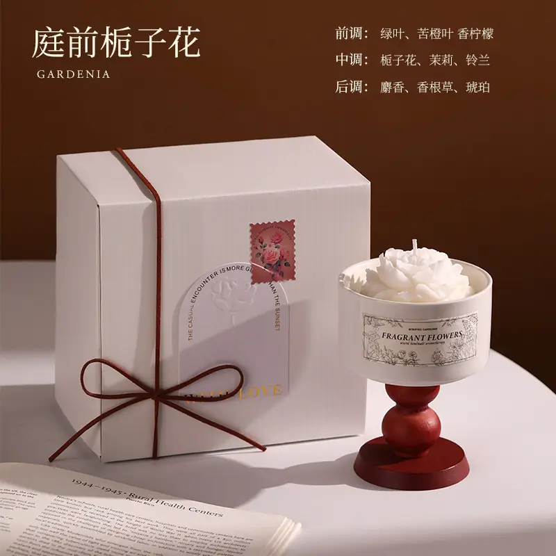 Camellia Soy Wax Scented Candle Gift Box Birthday Wedding Souvenir High-End Long-Lasting Fragrance Wholesale Customization