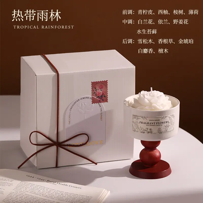 Camellia Soy Wax Scented Candle Gift Box Birthday Wedding Souvenir High-End Long-Lasting Fragrance Wholesale Customization