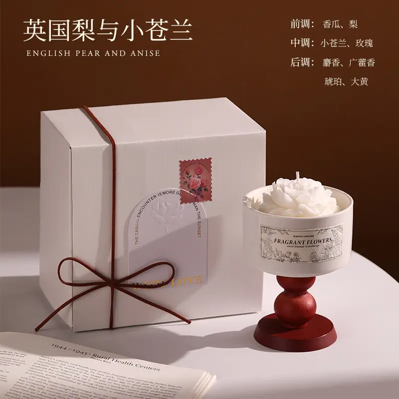 Camellia Soy Wax Scented Candle Gift Box Birthday Wedding Souvenir High-End Long-Lasting Fragrance Wholesale Customization
