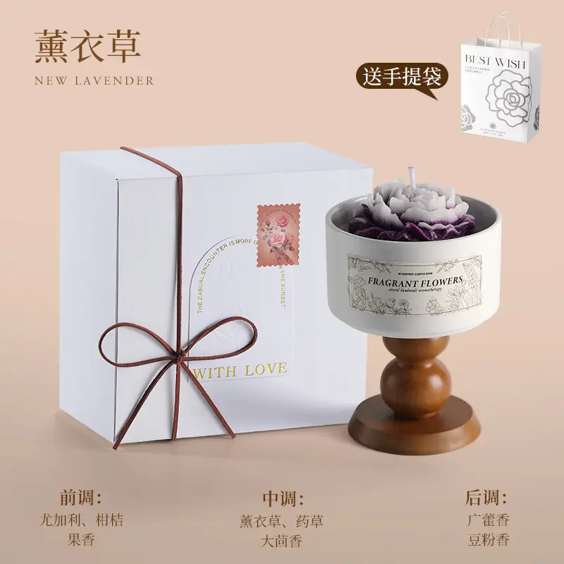 Camellia Soy Wax Scented Candle Gift Box Birthday Wedding Souvenir High-End Long-Lasting Fragrance Wholesale Customization