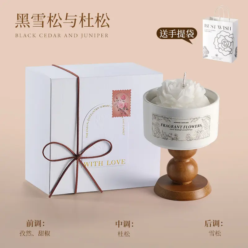 Camellia Soy Wax Scented Candle Gift Box Birthday Wedding Souvenir High-End Long-Lasting Fragrance Wholesale Customization