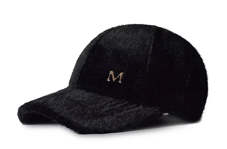Black Plush Baseball Cap for Girls Winter Warm — feature 18