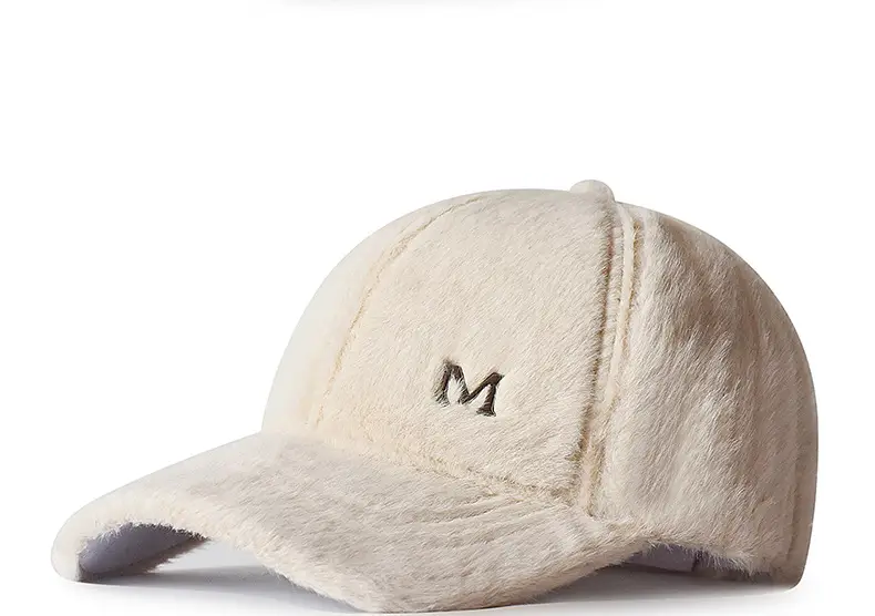 Black Plush Baseball Cap for Girls Winter Warm — feature 20