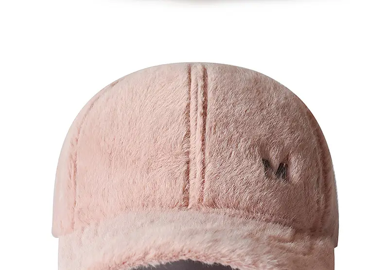 Black Plush Baseball Cap for Girls Winter Warm — feature 21