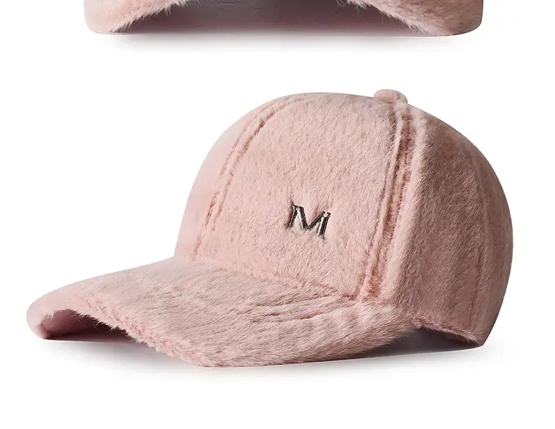 Black Plush Baseball Cap for Girls Winter Warm — feature 22