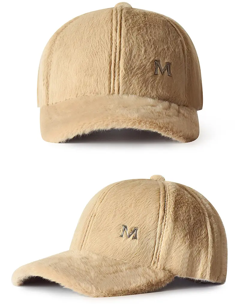 Black Plush Baseball Cap for Girls Winter Warm — feature 23