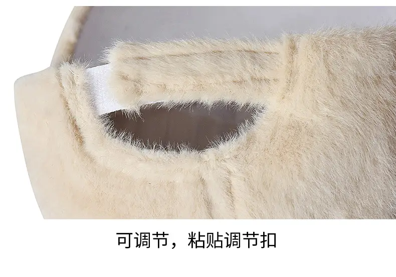 Black Plush Baseball Cap for Girls Winter Warm — feature 27