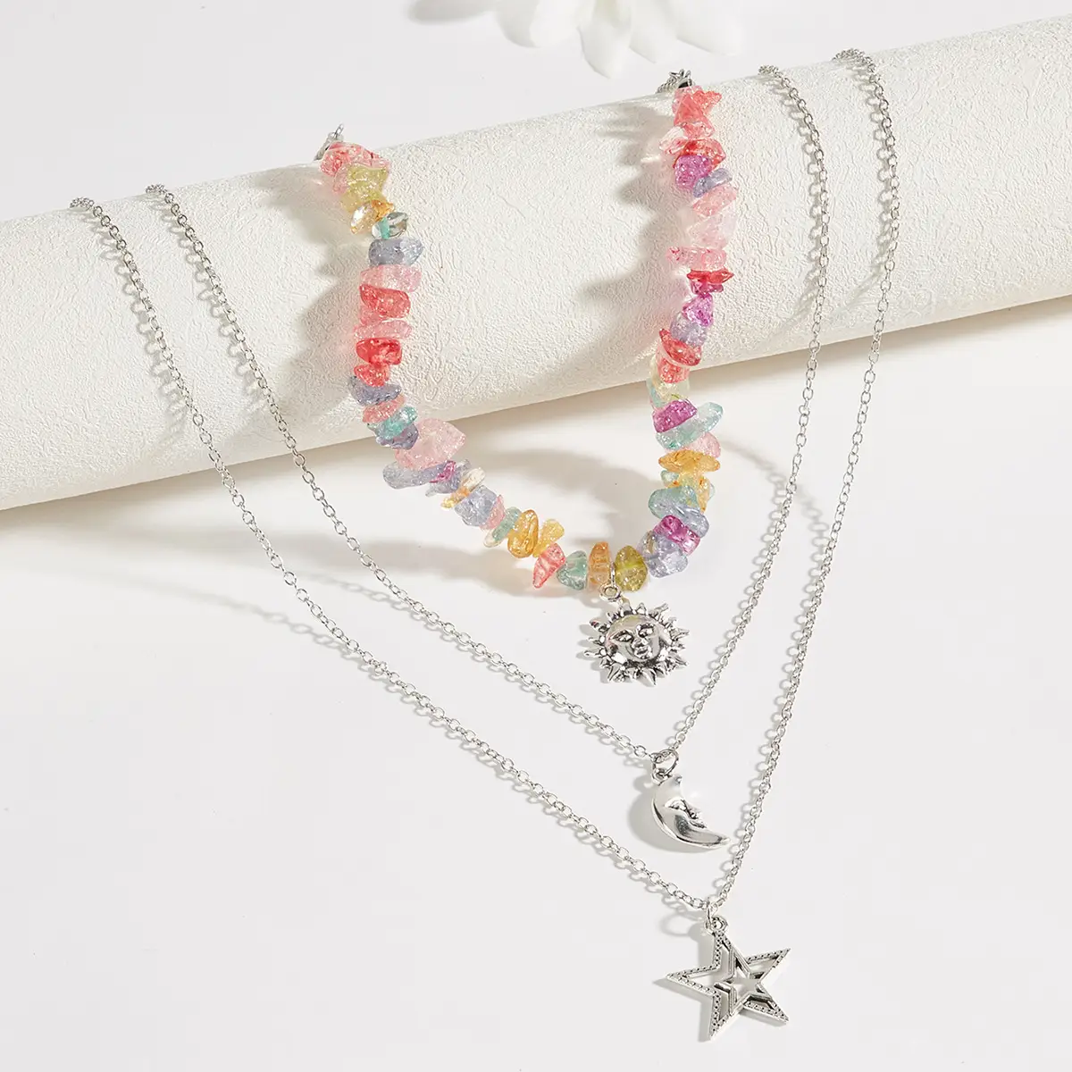 Cross-Country Sweet Cool Neck Chain with Moon Sun Star Pendant - Image 9