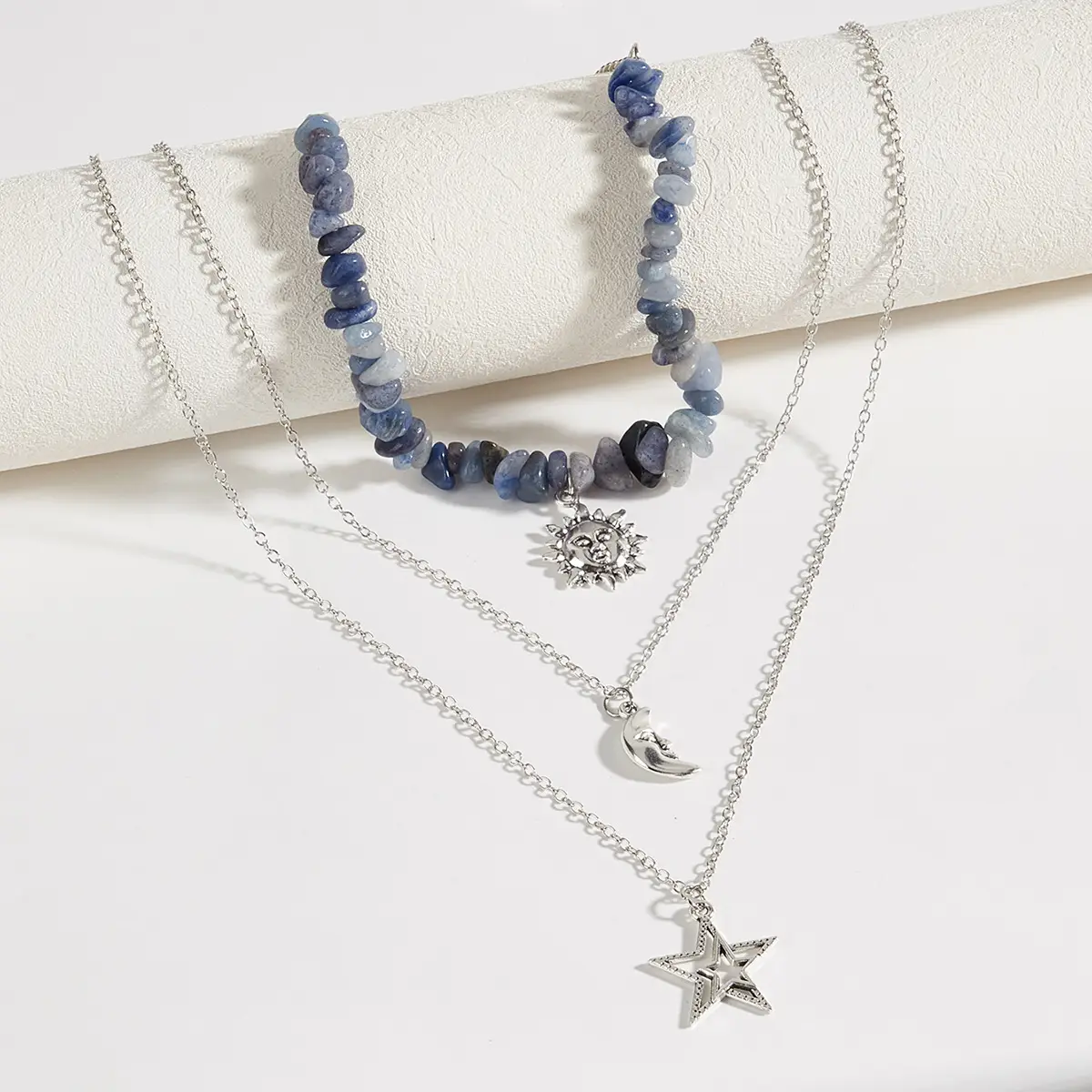 Cross-Country Sweet Cool Neck Chain with Moon Sun Star Pendant - Image 11