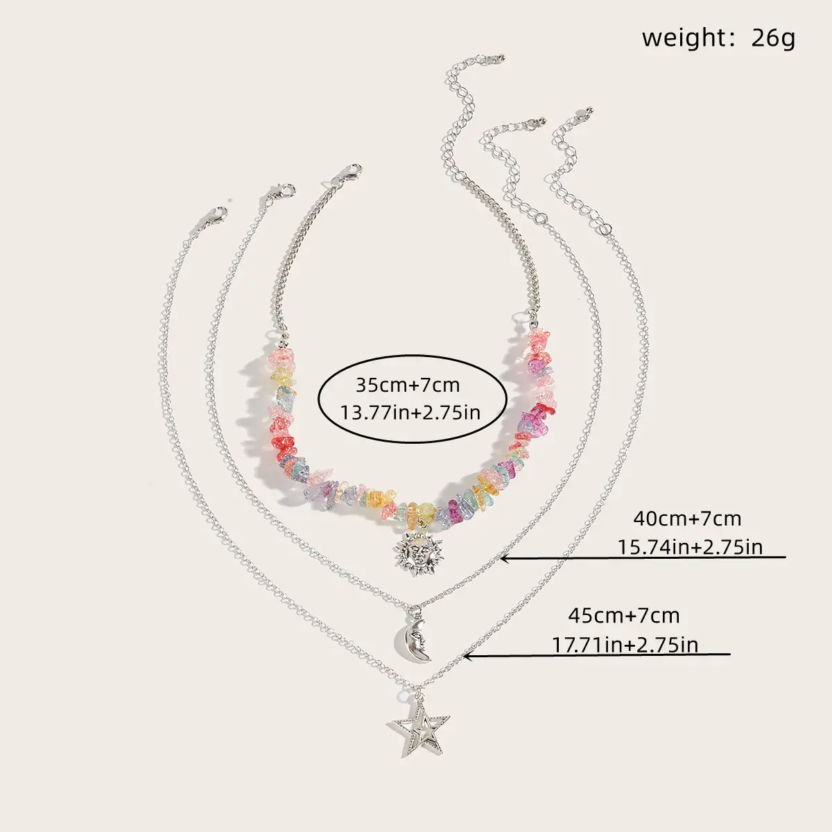 Cross-Country Sweet Cool Neck Chain with Moon Sun Star Pendant — feature 1