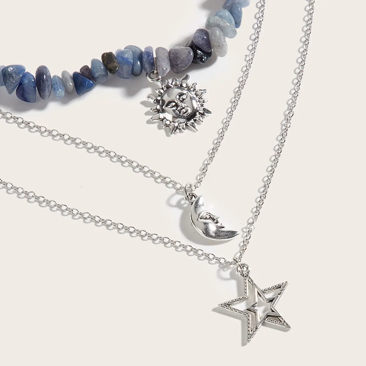 Cross-Country Sweet Cool Neck Chain with Moon Sun Star Pendant — feature 13