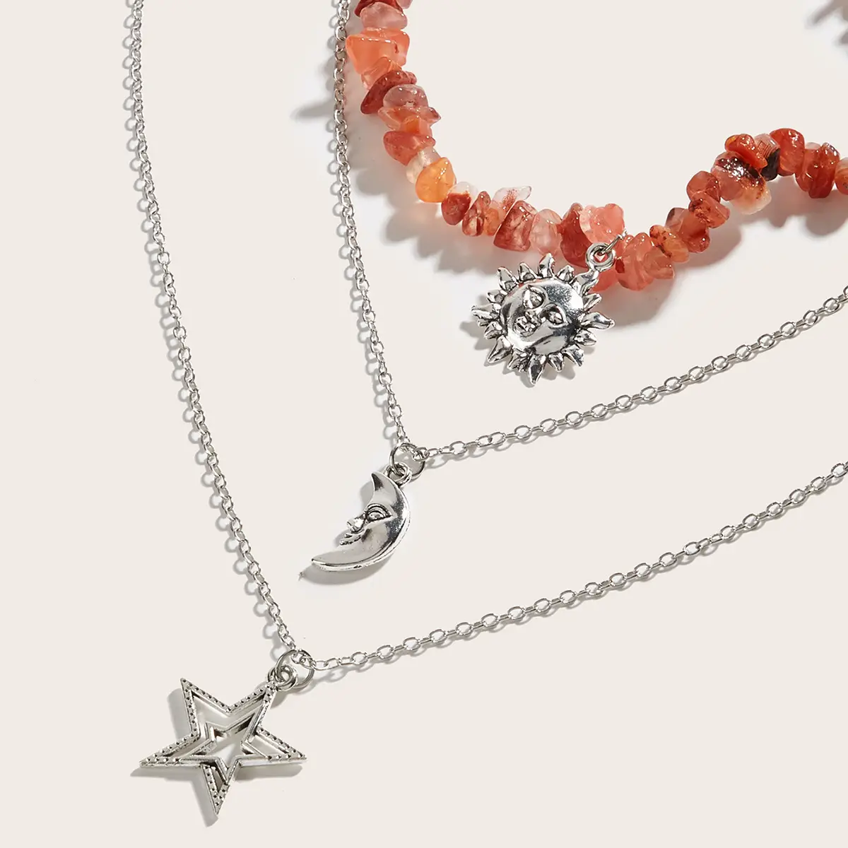 Cross-Country Sweet Cool Neck Chain with Moon Sun Star Pendant — feature 17