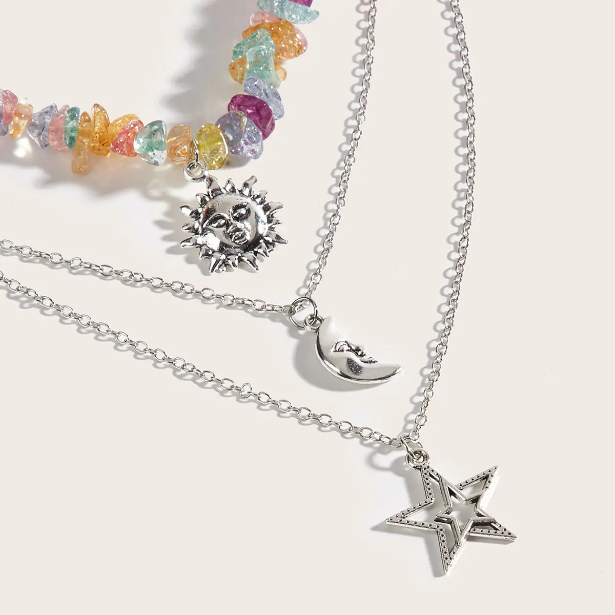 Cross-Country Sweet Cool Neck Chain with Moon Sun Star Pendant — feature 5