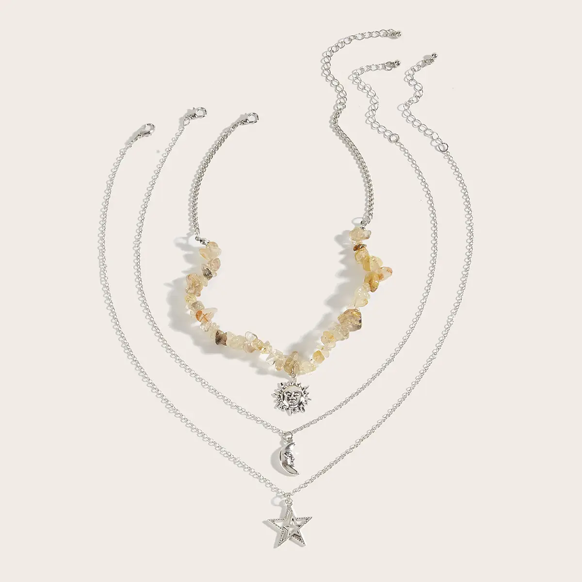 Cross-Country Sweet Cool Neck Chain with Moon Sun Star Pendant — feature 7