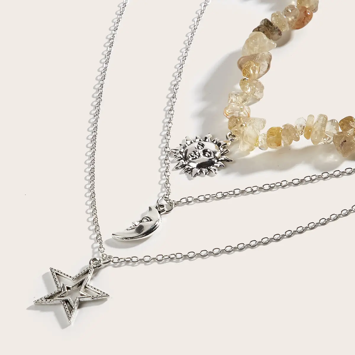 Cross-Country Sweet Cool Neck Chain with Moon Sun Star Pendant — feature 9