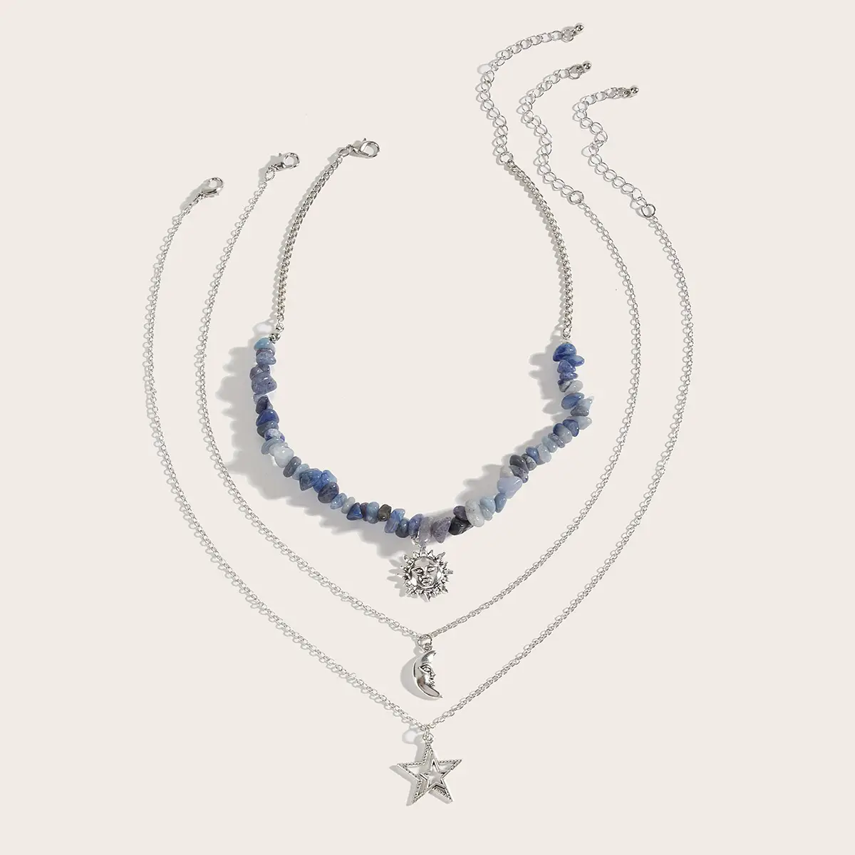 Cross-Country Sweet Cool Neck Chain with Moon Sun Star Pendant - Image 3