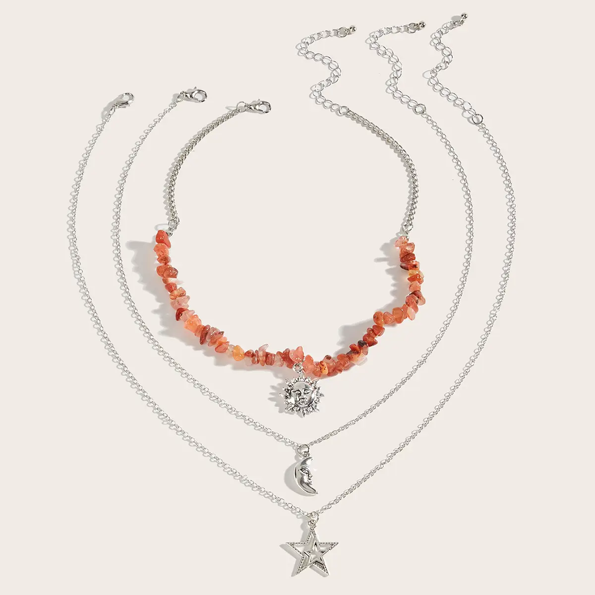 Cross-Country Sweet Cool Neck Chain with Moon Sun Star Pendant - Image 4