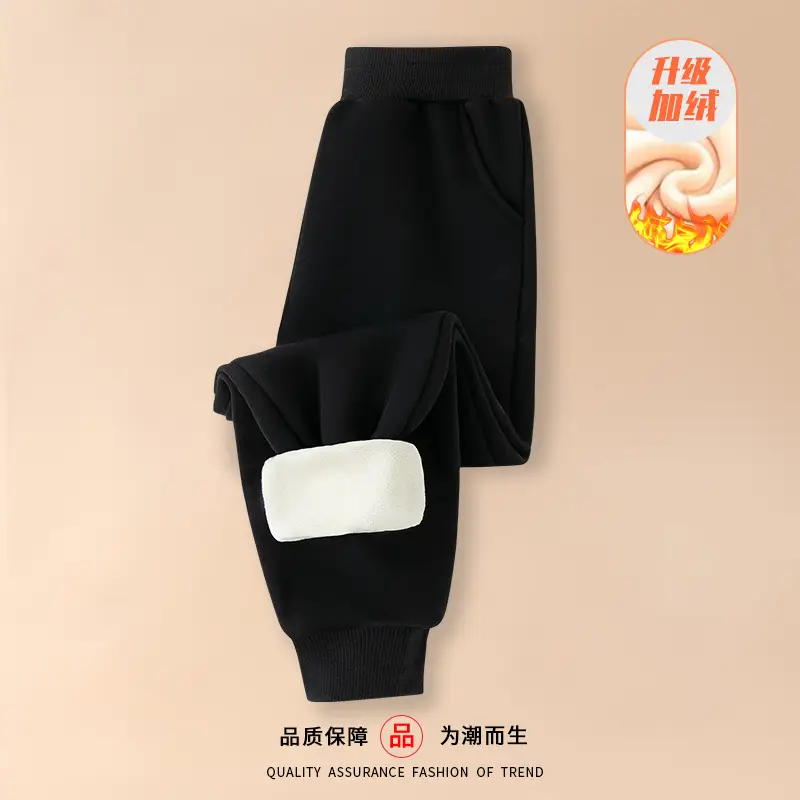 Children's Cashmere Pants Autumn and Winter New Men's and Women's Baby Solid Color Warm Casual Sports Pants Outer Wear Pants - Image 3