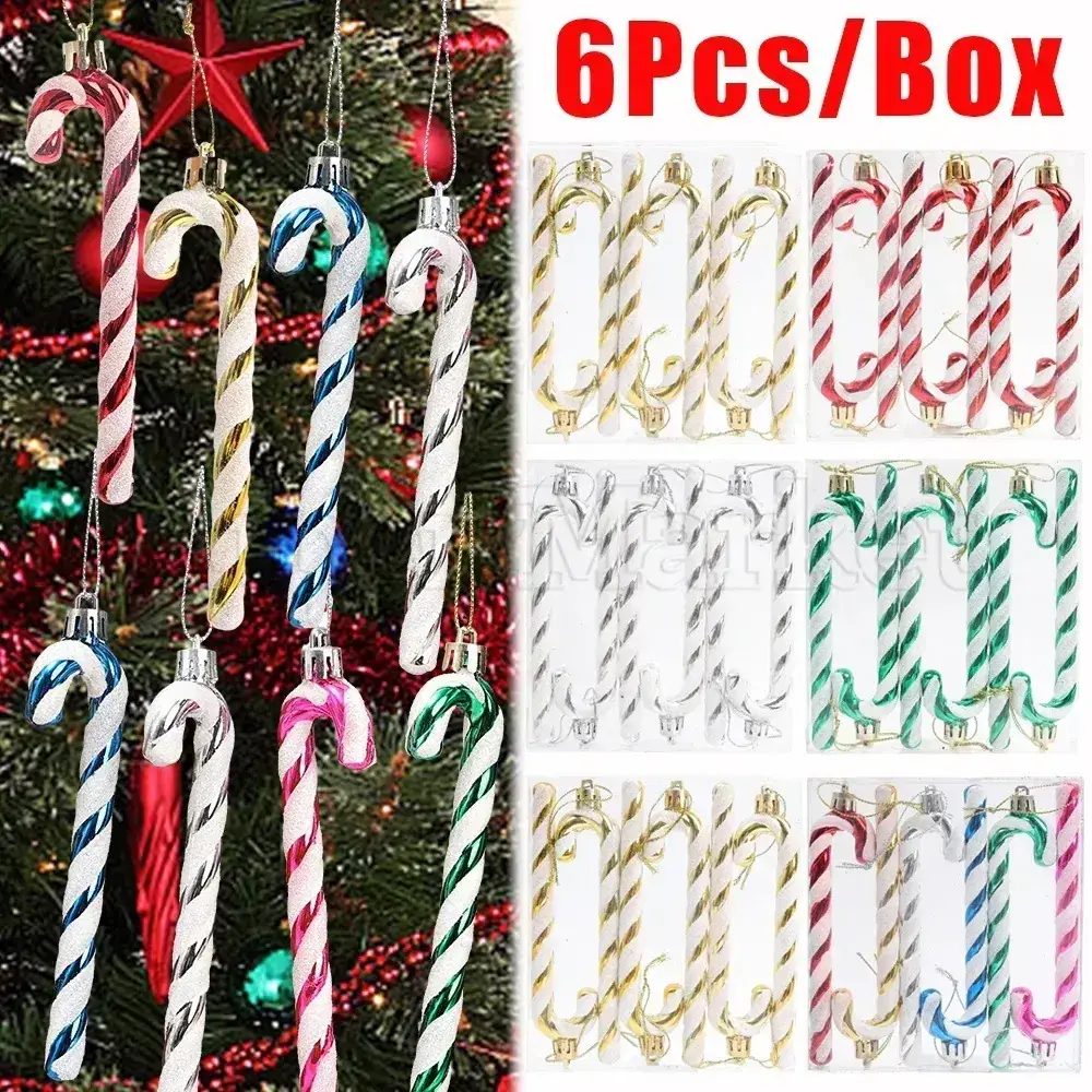 Cross Border Christmas Crutch Pendant Blue White Decor - Image 15