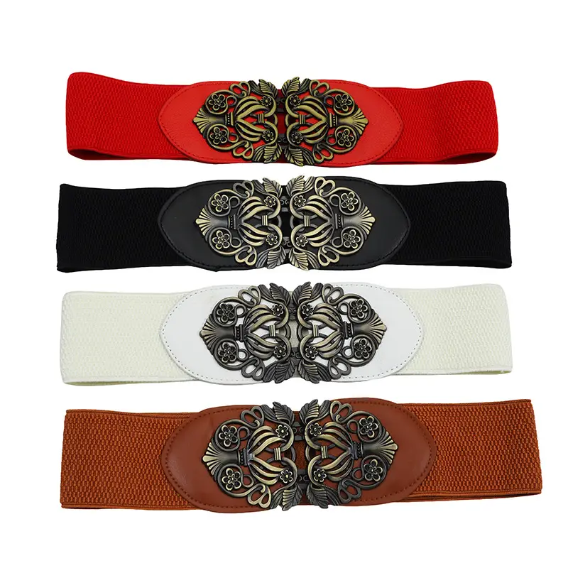 Women's Black Velvet Belt with Ornate Buckle — feature 37
