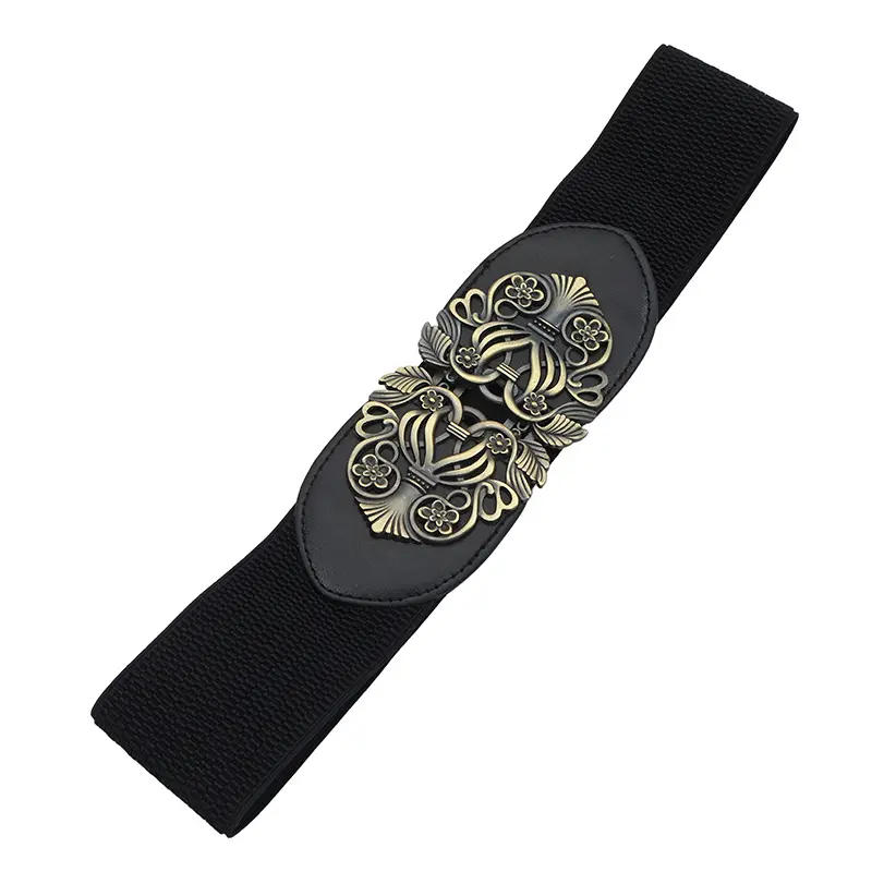 Women's Black Velvet Belt with Ornate Buckle — feature 41