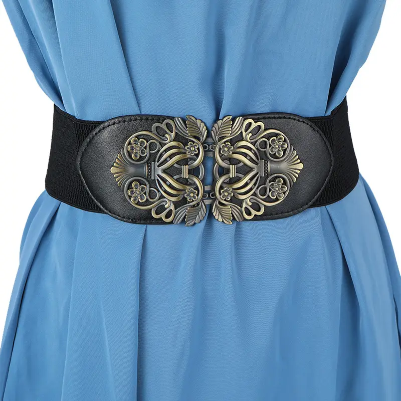 Women's Black Velvet Belt with Ornate Buckle — feature 47