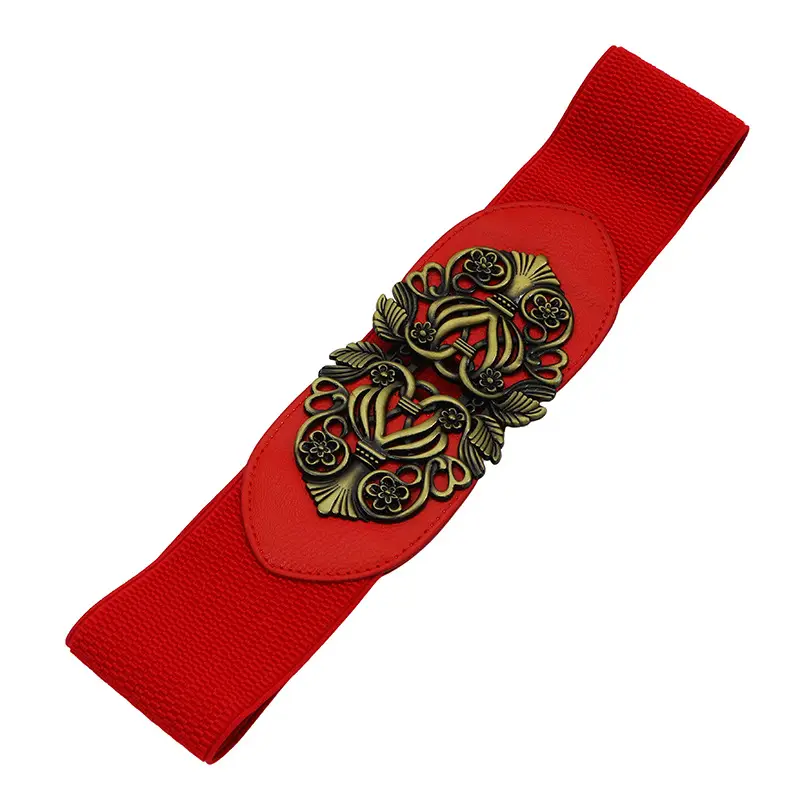 Women's Black Velvet Belt with Ornate Buckle - Image 2
