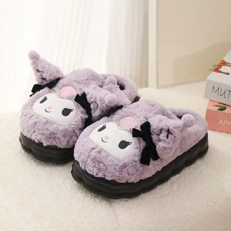 Kulomi Cotton Slippers Women's Autumn and Winter 2024 New IP Joint Cute Plush Plus Warm Slippers Women's Winter