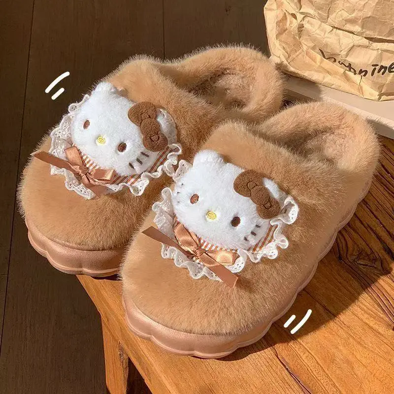 Kulomi Cotton Slippers Women's Autumn and Winter 2024 New IP Joint Cute Plush Plus Warm Slippers Women's Winter
