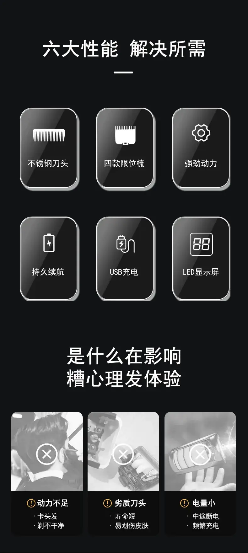 USB Electric Hair Clipper with LCD Display — feature 3