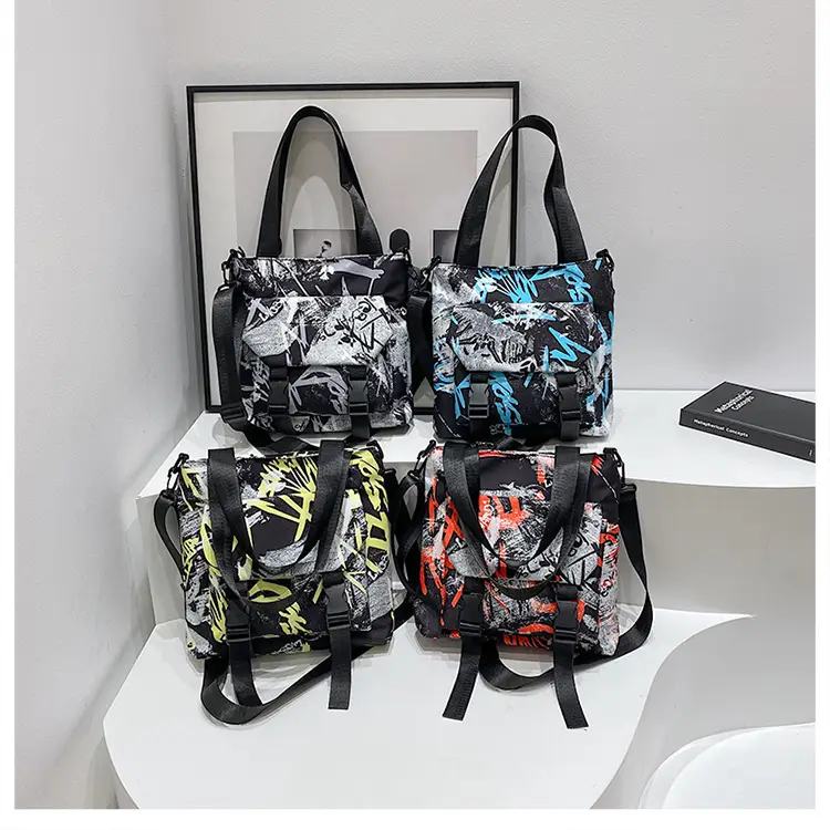 Women Printed Graffiti Shoulder Bag Large Capacity Nylon - Image 6