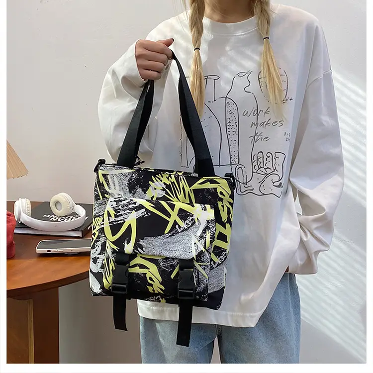 Women Printed Graffiti Shoulder Bag Large Capacity Nylon - Image 8