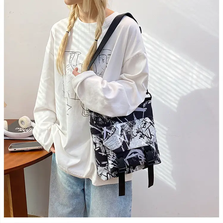 Women Printed Graffiti Shoulder Bag Large Capacity Nylon — feature 12