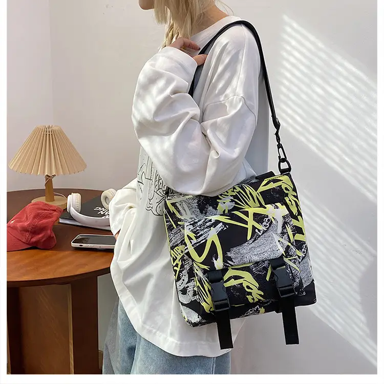 Women Printed Graffiti Shoulder Bag Large Capacity Nylon — feature 15