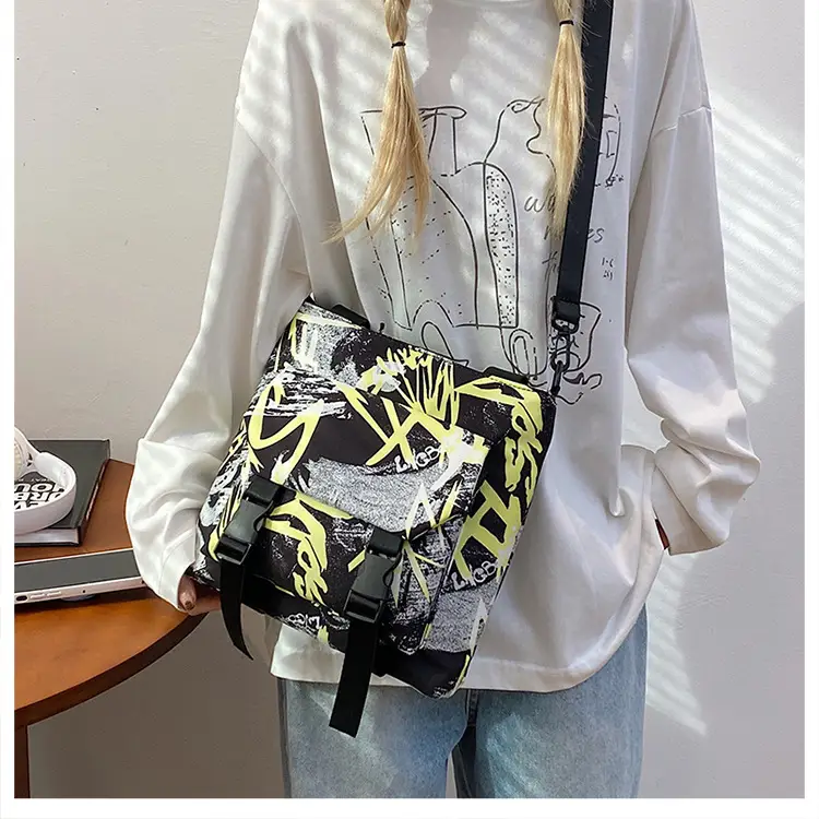 Women Printed Graffiti Shoulder Bag Large Capacity Nylon — feature 16