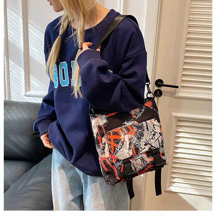 Women Printed Graffiti Shoulder Bag Large Capacity Nylon — feature 18
