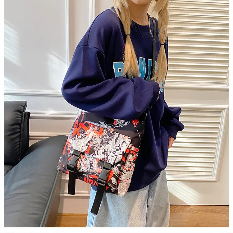 Women Printed Graffiti Shoulder Bag Large Capacity Nylon — feature 19