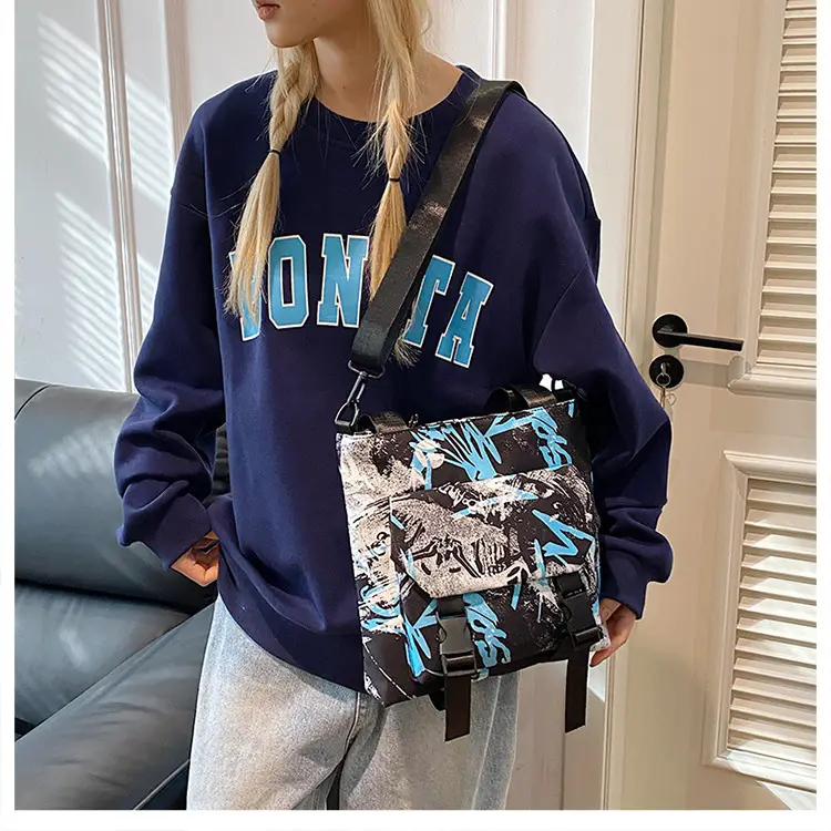 Women Printed Graffiti Shoulder Bag Large Capacity Nylon — feature 21