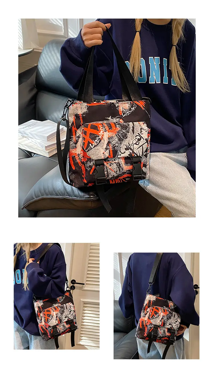 Women Printed Graffiti Shoulder Bag Large Capacity Nylon — feature 23