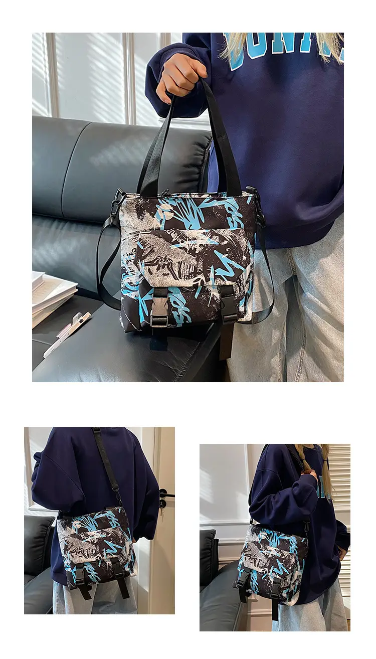 Women Printed Graffiti Shoulder Bag Large Capacity Nylon — feature 24