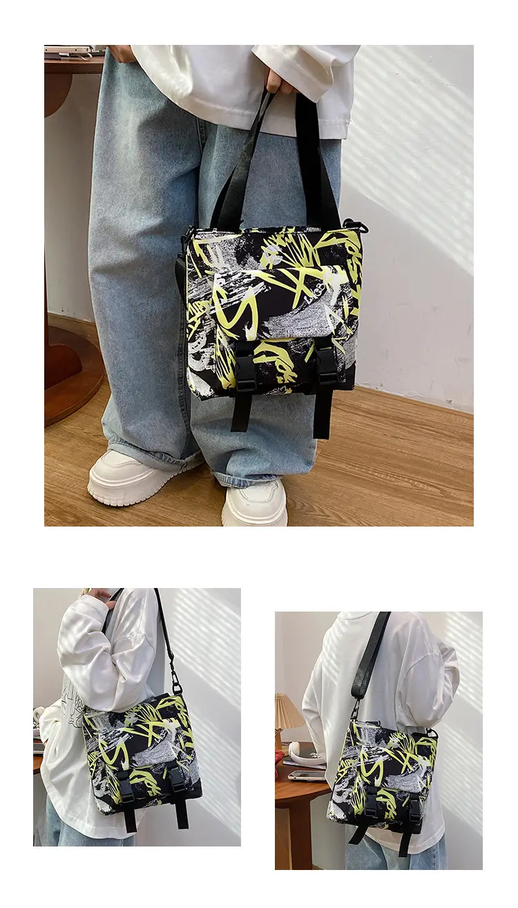 Women Printed Graffiti Shoulder Bag Large Capacity Nylon — feature 25