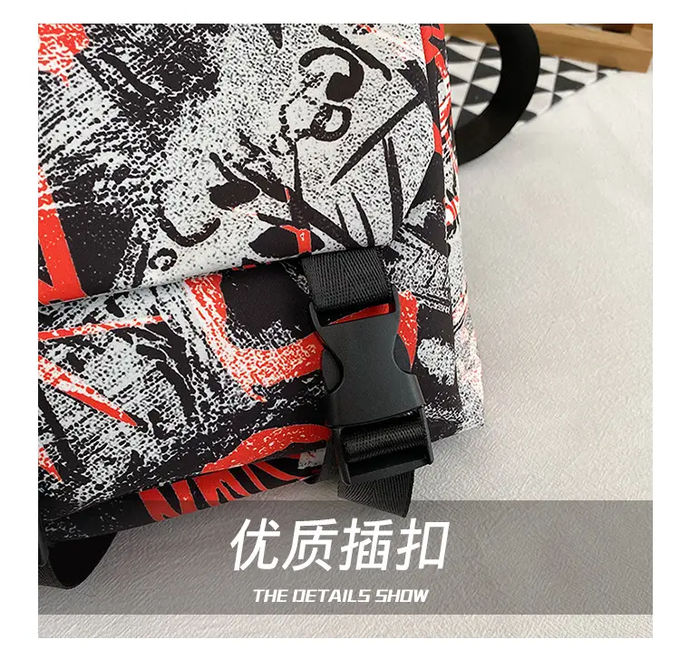 Women Printed Graffiti Shoulder Bag Large Capacity Nylon — feature 7