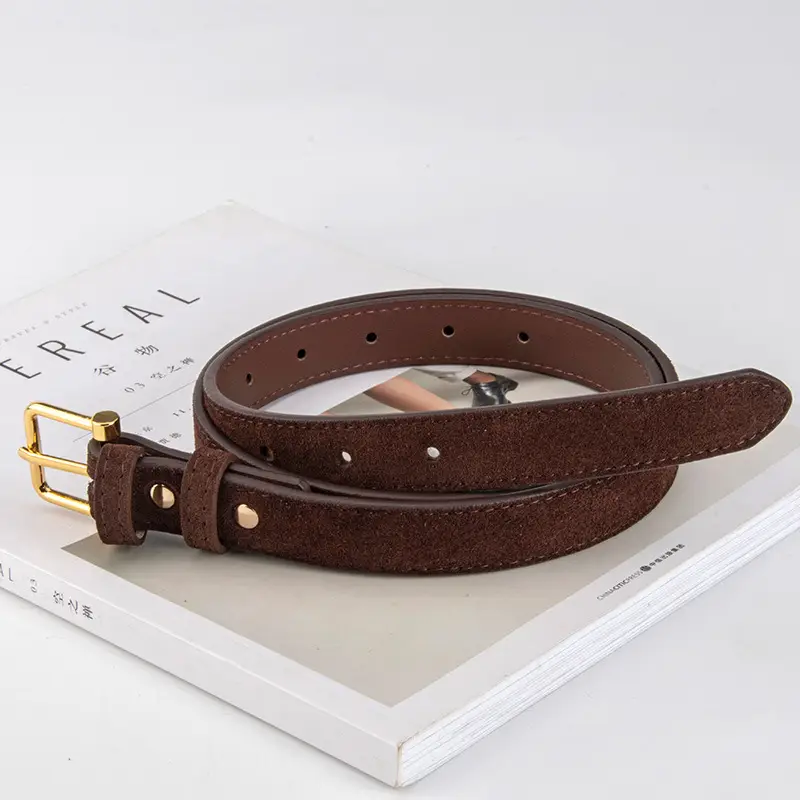 Red Frosted Genuine Leather Belt for Women - Image 12
