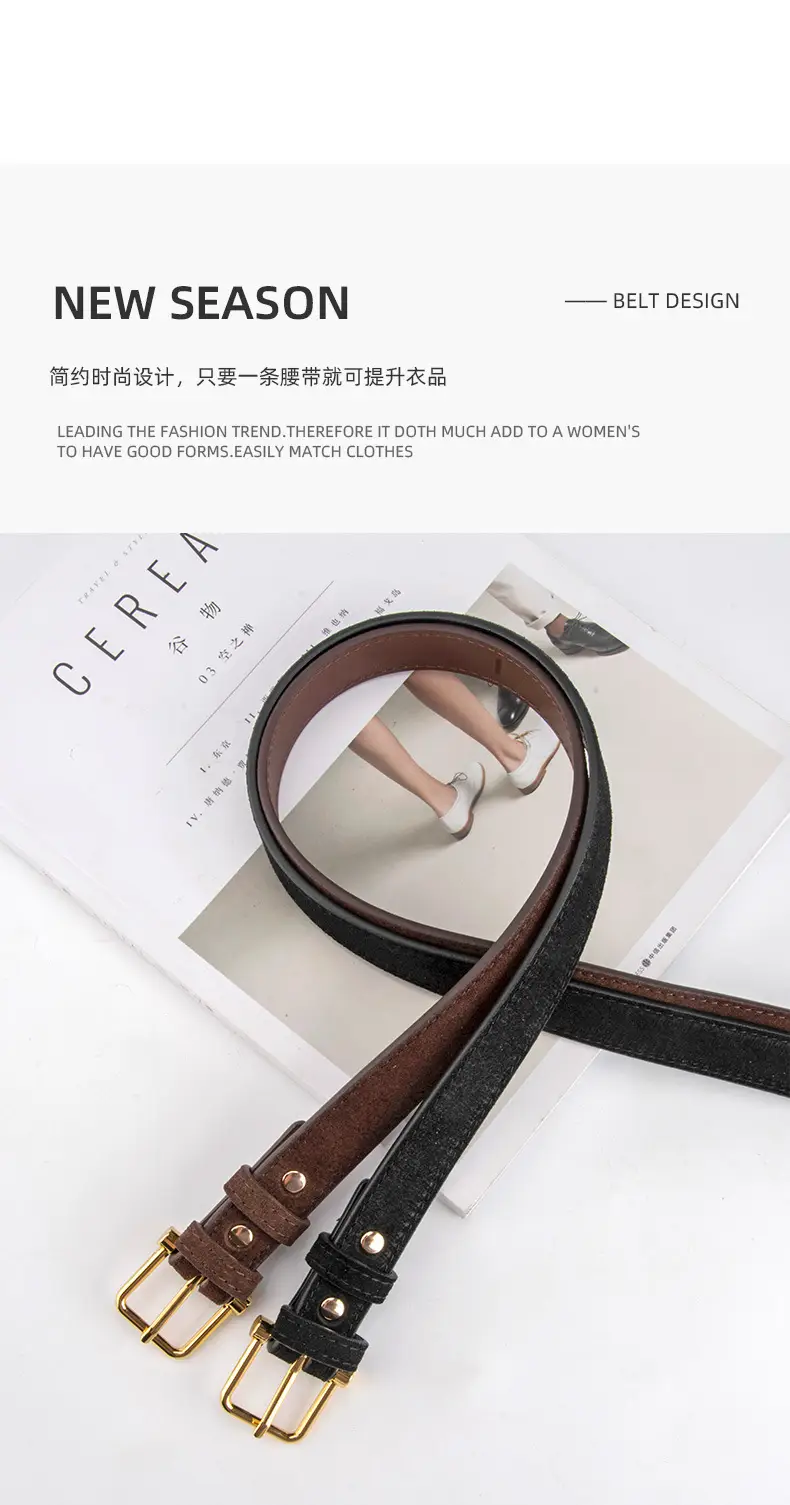 Red Frosted Genuine Leather Belt for Women — feature 4