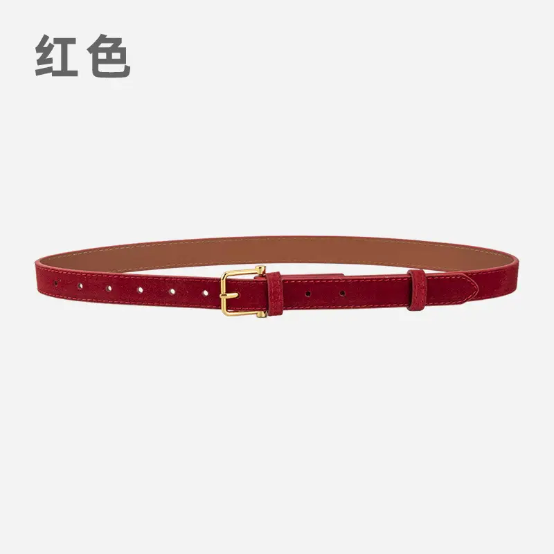 Red Frosted Genuine Leather Belt for Women - Image 2