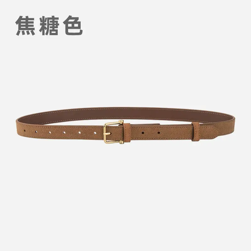 Red Frosted Genuine Leather Belt for Women - Image 3