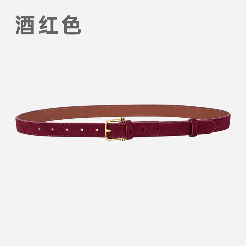 Red Frosted Genuine Leather Belt for Women - Image 4