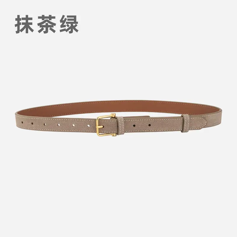 Red Frosted Genuine Leather Belt for Women - Image 6